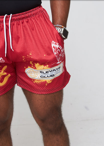 ATHLETICS CLUB 5" MESH SHORTS - RED